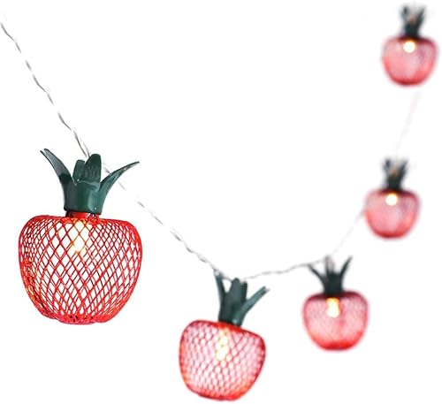 EONANT 20LED Schmiedeeisen Obst Lichterkette Ananas Apfelfee Lampe, batteriebetriebene Innen- und Außenbeleuchtung Hochzeit Geburtstag Gartenparty Dekoration (Apfel) von EONANT