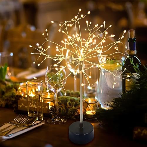 EONANT Feuerwerk Tischlampe, 120LED batteriebetriebene/USB Löwenzahn Kupferdraht Blinklicht, Feuerwerk Sprite mit Fernbedienung, Party Restaurant, Hochzeit, Weihnachtsdekoration (2Pack) von EONANT
