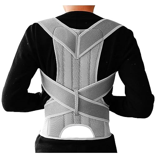 EONANT Verstellbare und atmungsaktive Rückenstütze verbessert die Haltung und lindert Nacken-, Rücken- und Schulterschmerzen (Grau, 4XL) von EONANT