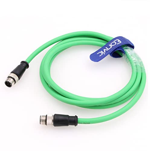 Eonvic Flexibles Gigabit-Ethernet-Kabel, M12, D-Code, 4-polig auf 4-poligen Stecker, Cat5e, geschirmtes Netzwerkkabel für Industriekameras (3 m) von EONVIC