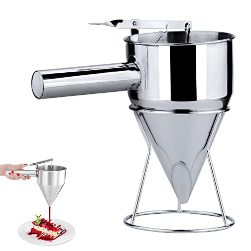 Edelstahl Teig Spender, Stainless Steel Baking Funnel, Batter Trichter, Edelstahl Teigportionierer, Kuchen Desserts Kochutensilien mit Rack, für Home Kitchen Bäckerei von WEIWUXIAN