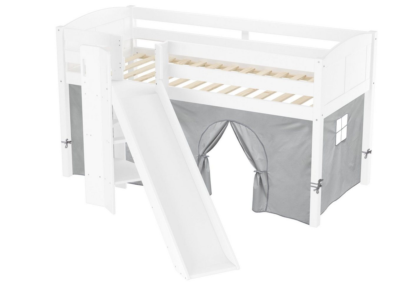 ERST-HOLZ Bett Schönes Spielbett für Kinder mit Rutsche 90x200 cm Kiefer weiß, Kieferwaschweiß von ERST-HOLZ