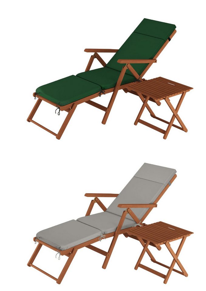 ERST-HOLZ Gartenliege Deckchair, Balkonstuhl, klassische Balkonliege mit Tisch und Zubehör von ERST-HOLZ