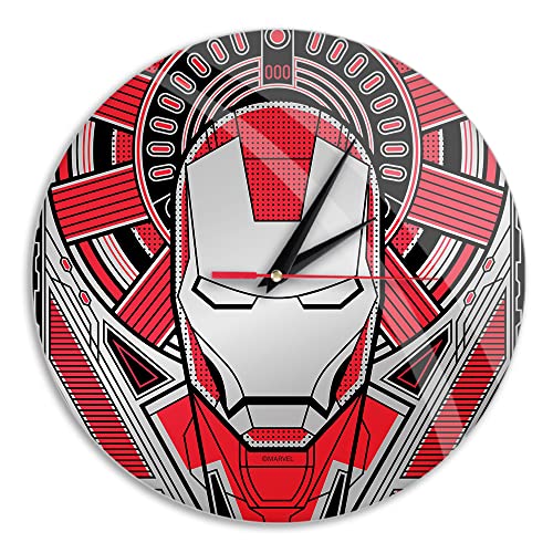 ERT GROUP Original und offiziell Lizenziertes Marvel Wanduhr Glänzend Iron Man 033 Rot Leise, Einzigartiges Design, Lackierte Metallzeiger, 30,5 cm (12") von ERT GROUP
