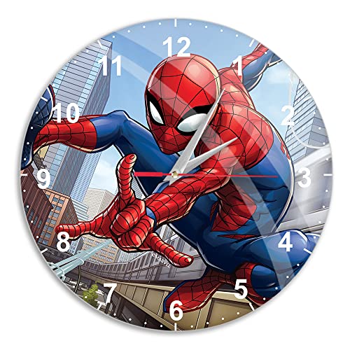 ERT GROUP Original und offiziell Lizenziertes Marvel Wanduhr Glänzend Muster Spider Man 004 Marvel Mehrfarbig Leise, Einzigartiges Design, Lackierte Metallzeiger, 30,5 cm (12") von ERT GROUP