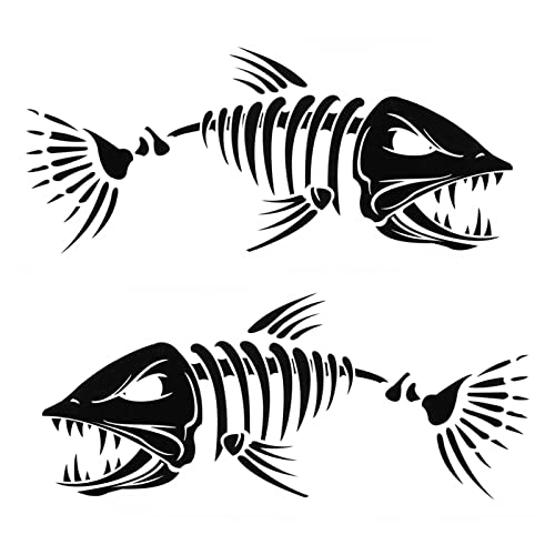 ERYUE Fisch Aufkleber-2 Stück Fisch Zähne Mund Aufkleber Skeleton Fisch Aufkleber Fischerboot Kanu Kajak Grafiken Zubehör von ERYUE
