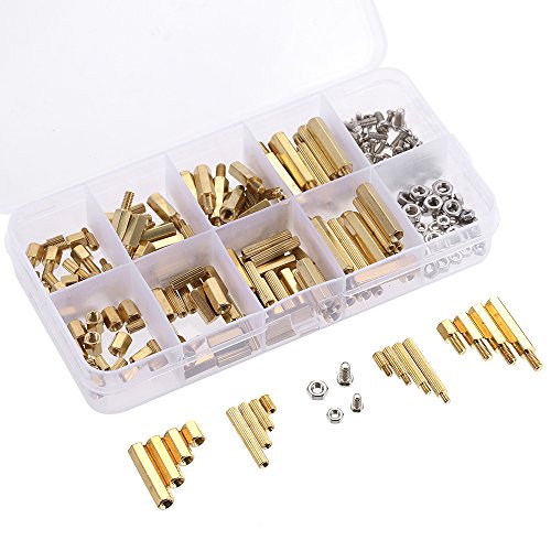 ERYUE Gewinde Spacer,240 STÜCKE M2 M3 Schrauben Gewinde Abstandshalter Männlich Weiblich Messing Abstandshalter Distanzplatte Platine Hex Schrauben Muttern Sortiment Kit Hardware von ERYUE