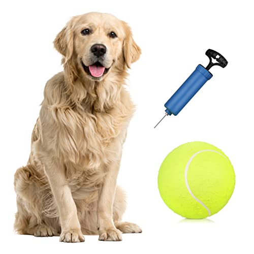 ERYUE Tennisbälle-9,5 '' Übergroße Riesen-Tennisbälle Aufblasbarer Tennisball mit Pumpe Hundespielzeugbälle Für Unterschrift Kinder Erwachsene Haustiere Hunde Katzen Spaß von ERYUE