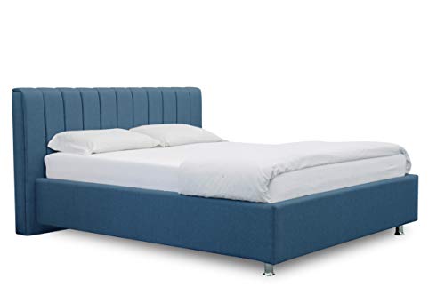ES Design 08 Polsterbett Antony mit 5 Jahren Garantie, EIN hochwertiges Bett, Lattenrost und Stauraum (Blau, 120 x 200 cm) von ES Design 08