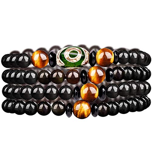 ESBANT Feng Shui Echter Obsidian 108 Mala Perlen Steinarmband Drittes Auge Perle Tigerauge Steinarmband for Meditation Yoga Entspannende Buddhisten, for Männer (Color : for Men) von ESBANT