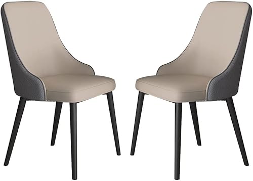 ESBANT PU-Leder-Küchen-Esszimmerstühle Set mit 2 modernen Wohnzimmer-Akzentstühlen mit Metallbeinen aus Kohlenstoffstahl für kommerzielle Restaurants zu Hause (Color : Light Grey + Dark Grey) von ESBANT