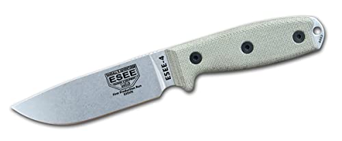 ESEE - 4 Messer mit fester Klinge, S35V-Stahl, beidhändige Scheide, (Canvas Micarta), Schwarz von ESEE