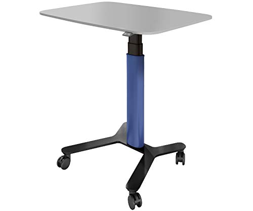 ESMART EAX-131 BB 90 x 60 cm Blau Ergonomischer Steh-Sitz-Pult-Schreibtisch Stufenlos elektrisch höhenverstellbar 65-130 cm mobiles Stehpult rollbar von ESMART