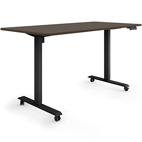 ESMART Germany ETX-121BE 160x80cm Ebenholz Dekor Ergonomischer Steh-Sitz-Schreibtisch auf Rollen Stufenlos elektrisch höhenverstellbar 78,5-128,5cm 3 x Memory USB Ladeport Aktivitätserinnerung von ESMART