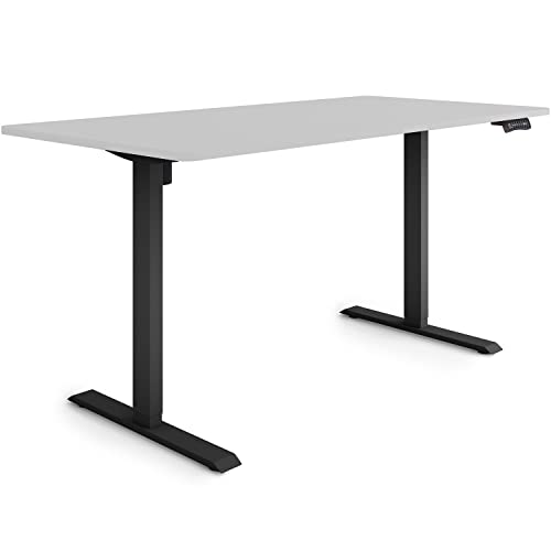 ESMART Germany ETX-121BG 160x80cm Hellgrau Ergonomischer Steh-Sitz-Schreibtisch Stufenlos elektrisch höhenverstellbar 73,5-123,5cm 3 x Memory USB Ladeport Aktivitätserinnerung Soft-Start/Stopp von ESMART