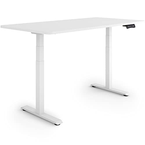 ESMART Germany EZX-132WW 140x70cm Weiß Ergonomischer Steh-Sitz-Schreibtisch Stufenlos elektrisch höhenverstellbar 60,5-125,5 cm 3 x Memory Aktivitätserinnerung Schnelle Montage von ESMART