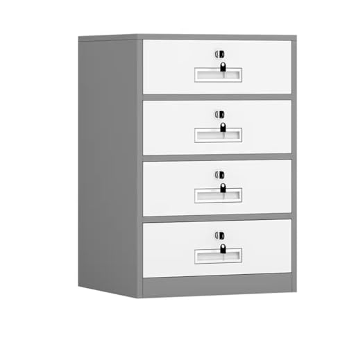 Moderner Aktenschrank Aktenschrank unter dem Schreibtisch, Aufbewahrungsschrank mit 4 Schubladen, Aktenschrank aus Metall mit Schloss for das Heimbüro (grau) Vertikaler Aktenschrank von ESOTO
