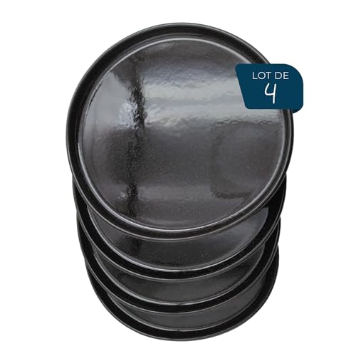 ESPRIT DE CUISINE - 4 runde Teller – Dunkelbraun gesprenkelt – 25 cm von Esprit de Cuisine