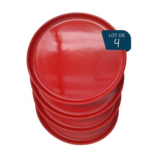 ESPRIT DE CUISINE - 4 runde Teller – Rot gesprenkelt – 25 cm von Esprit de Cuisine