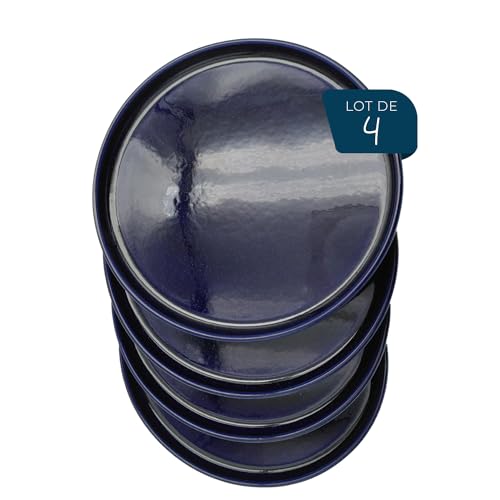 ESPRIT DE CUISINE - Set mit 4 runden Tellern – Blau gesprenkelt – 25 cm von Esprit de Cuisine