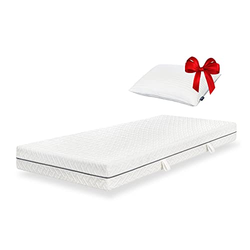 ESSENCE SLEEP Matratze 90x200x18 cm, 7-Zonen Komfortschaummatratze mit Memory Foam Schicht, Härtegrad 3 (H3), mit 1 Kopfkissen, Rollmatratze, Öko-Tex Standard 100 von ESSENCE SLEEP