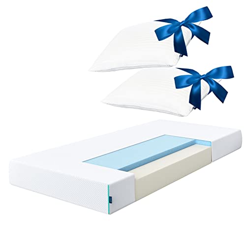 ESSENCE SLEEP Gel Memory Foam Matratze 140x200cm H3-18cm hohe Schaumstoffmatratze mit kühlendem Geltopper Effekt - Rollmatratze mit 2 Memory Foam Kissen - Öko-Tex Standard 100, atmungsaktiv XIA von ESSENCE SLEEP