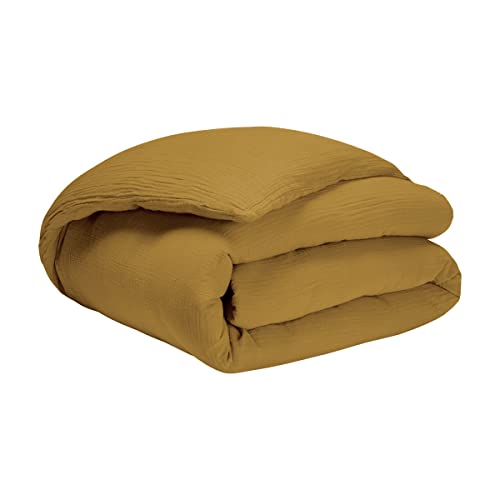 Essix Bettbezug aus gewaschener Baumwollgaze – Zärtlichkeit – Camel – 240 x 220 cm von ESSIX