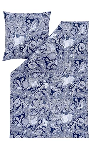 Estella Flanell-Bettwäsche Samt & Seide Arkadius 5428, 155x220 cm + 80x80 cm, Fb. 606 Indigo von ESTELLA