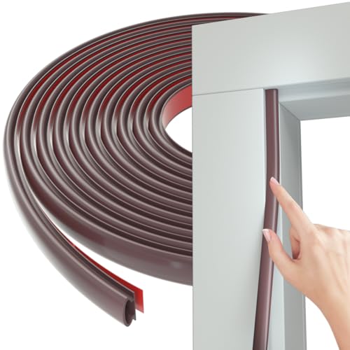 Esufeir 6 m/236 Zoll Braun D-Form Türdichtung Fenster Schalldämmung Ersatz für eine Lücke von 2,5 – 6 mm, TPE-Gummi, selbstklebend, Upvc Isolierung, Dichtband, PVC, Türrahmen von ESUFEIR