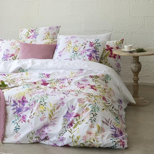 ETHERE MAISON Bettbezug Floralink für Betten mit 135 cm – 220 x 220 cm, Fadenzahl 200, mit Druckknöpfen. von ETHERE MAISON