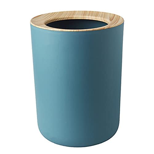 Kleiner runder Kunststoff-Mülleimer mit Bambus-Deckel – für Badezimmer, Küche, Heimbüro, zum Verstecken der Müllsäcke, 12 l (türkis) von ETRAVEL