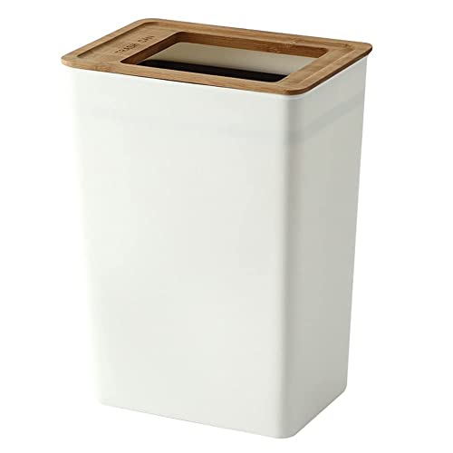 Quadratischer Mülleimer, Mülleimer mit Bambus-Deckel – für Badezimmer, Küche, Heimbüros, kann die Müllsäcke verstecken (Größe M 9L) von ETRAVEL