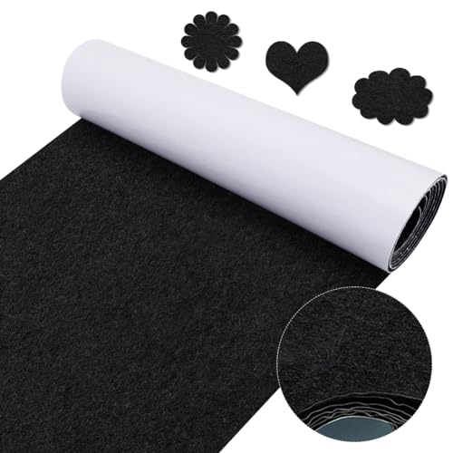 220x40cm Selbstklebender Rückseite Stick Filz, EUBSWA Adhesive Filzblätter Fabric für DIY Box Liner, Bilderrahmen, Stuhlbeine, 1mm Dicke (Schwarz) von EUBSWA