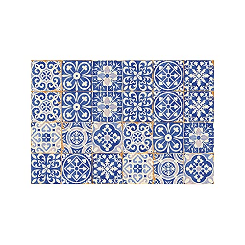 Fliesenaufkleber Mosaik Wandfliese Bodenaufkleber Aufkleber PVC Fliesensticker Fliesen Folie für Küche und Badezimmer Home Decor,24 stück (Blau, 15 X 15 cm) von EUNEWR