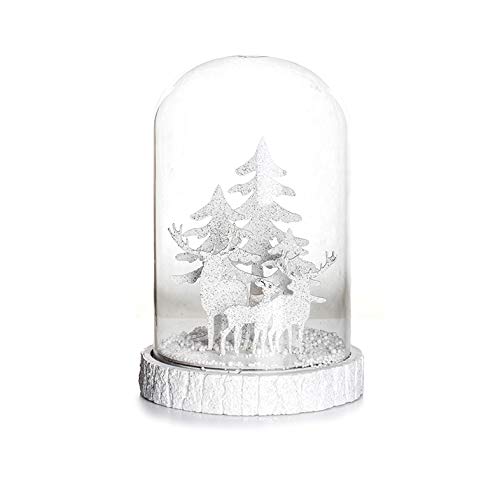 EUROCINSA Brenner mit Sockel aus weißem Harz mit Hirschen und Bäumen mit Lichtern (ohne Batterien) 17 Øx27 cm. 1 Stück, Kristall, Einheitsgröße von EUROCINSA