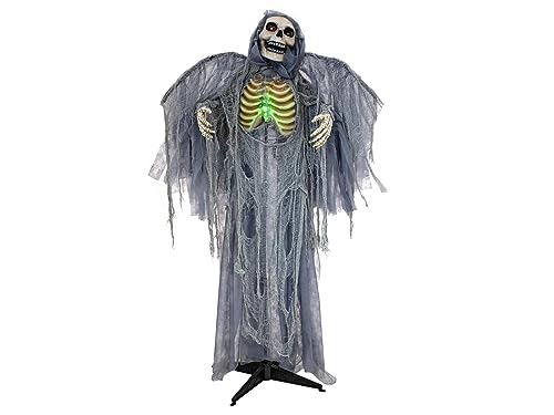 EUROPALMS Halloween Figur Todesengel, animiert, 160cm | Animierte Figur mit Licht- und Soundeffekt (Batterie- & USB-Betrieb) von EUROPALMS