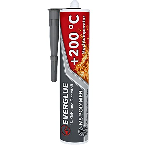 Everglue 1K MS Polymer Klebstoff Dichtstoff Hochtemperatur 440g Kartusche (grau) von EVERGLUE