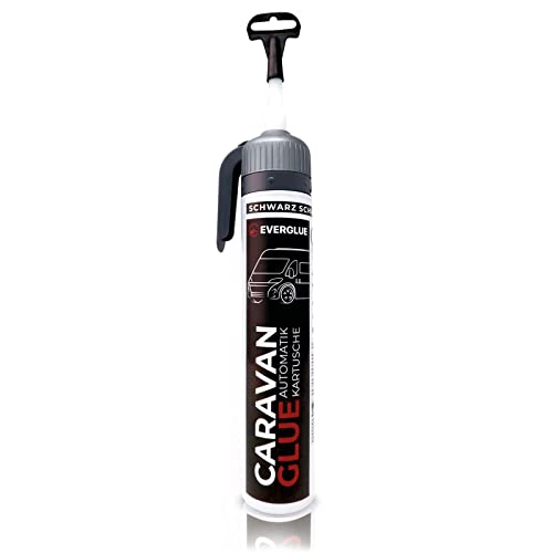 Everglue Caravan Glue 1K MS Montagekleber UV-beständig 200ml, super starker Klebstoff, stabiler Halt für fast alle Materialien, praktische Kartusche, Verwendung ohne Werkzeug (schwarz) von EVERGLUE