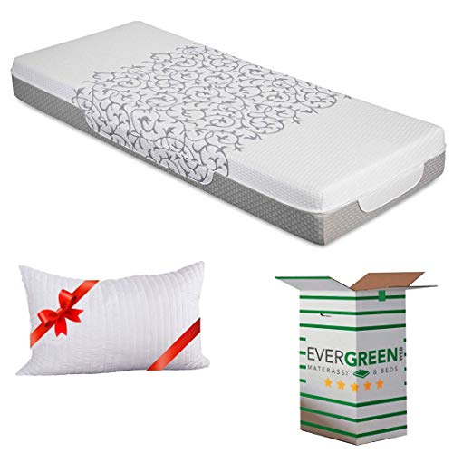 EVERGREENWEB - Beste Matratze für Einzelbett, 90 x 200 cm, Höhe 20 cm, orthopädisch, mit Kissen, abnehmbarer Bezug, waschbar, milbendicht, antiallergisch, Modell Alba von EVERGREENWEB MATERASSI & BEDS