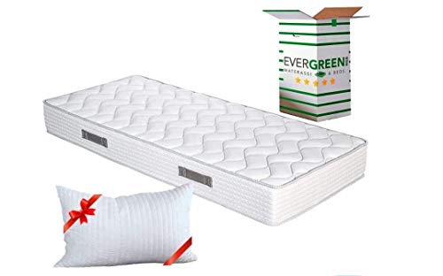 EVERGREENWEB Matratze 85x195 cm aus Polyurethanschaumstoff WATERFOAM, Ergonomisch, Höhe 20 cm + 1 Kissen aus Memory Foam Flocken, Atmungsaktiv Weiß Bezug, Orthopädisch, Massage-Effekt | Fashion von EVERGREENWEB MATERASSI & BEDS