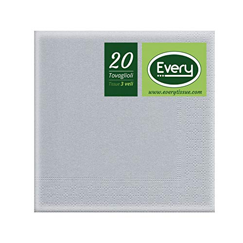 Every E333 – 17 Tissue Serviette, Papier, Silber, 24 x 24 x 0.54 cm, 20 Einheiten von EVERY