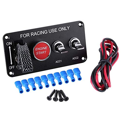 EVGATSAUTO Racing Panel, 20A 12V 4 Group Kippschalter Motorstart Druckknopf für Rennwagen Aluminiumlegierung Universal passend für 12V Rennwagen & Wohnmobile von EVGATSAUTO