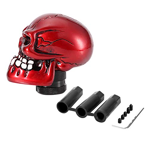 Skull Gear Shift Knob, Skeleton Skull Head Auto Modifizierter Schaltknauf Stick Lever Shifter Universal(rot) von EVGATSAUTO