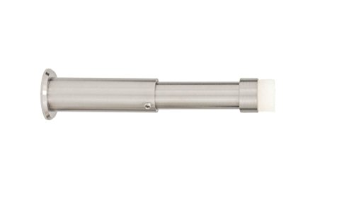 EVI HERRAJES Verstellbarer Türstopper aus Messing 88-120mm, Installation mit Schraubsockel (Edelstahl - Weißer Gummi) von EVI Herrajes