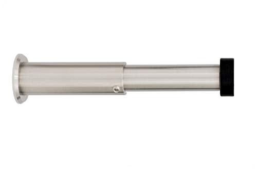 EVI HERRAJES Verstellbarer Türstopper aus Messing 88-120mm, Installation mit Schraubsockel (Edelstahl - Schwarzer Gummi) von EVI Herrajes
