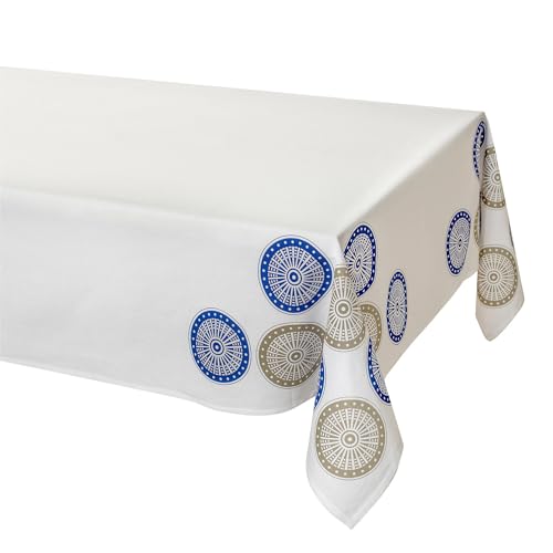 EVVIVA COMPANY SRL Provence Tischdecke, rechteckig, 140 x 180 cm, Weiß/Blau, maschinenwaschbar, ideal für einen Hauch von Frische und Eleganz auf Ihren Tisch von EVVIVA COMPANY SRL