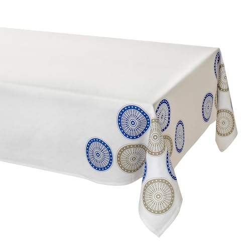 EVVIVA COMPANY SRL Provence Tischdecke, rechteckig, 140 x 240 cm, Weiß/Blau, maschinenwaschbar, ideal für einen Hauch von Frische und Eleganz auf Ihren Tisch von EVVIVA COMPANY SRL