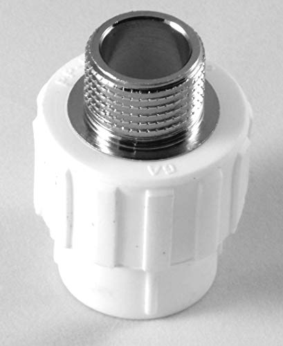 PP-R Rohr 25 mm Verbinder Winkel Kniestück Muffe T-Stück Fitting Fittings PPR (1 x Adap. 25mm zu 3/4" AG) von EXCOLO