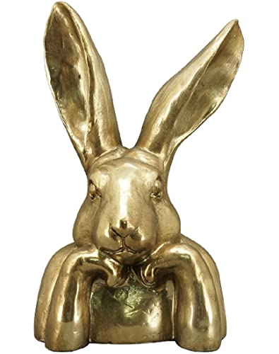EXNER putziger origineller Osterhase als Büste Hasenkopf als Osterdeko Polyresin Gold antik Vintage Optik (klein ca. 30,5 cm hoch) von EXNER