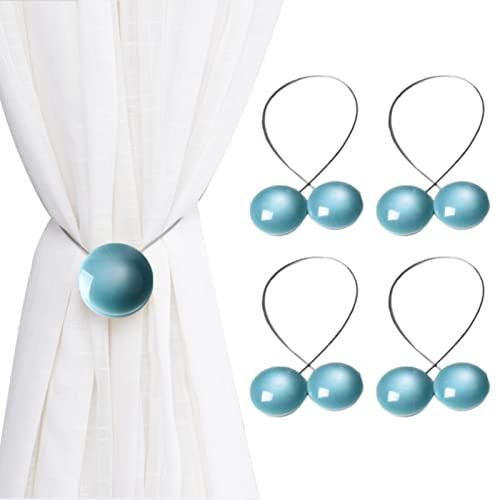 EXQULEG 4 Stück Magnetische Cat-Eye Raffhalter,Vorhang Clips Vorhang Halter Schnallen Vorhang Elegante Cat-Eye Holdbacks Gardinenhalter für Haus Dekoration (Blau) von EXQULEG